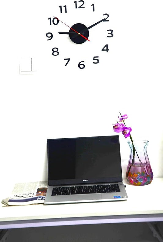 OceeK DIY Wall Clock, Fluorescence Modern Silent Non-Ticking, Battery Operated, 3D Quality Quartz Frameless Wall Closks,8-15" Round