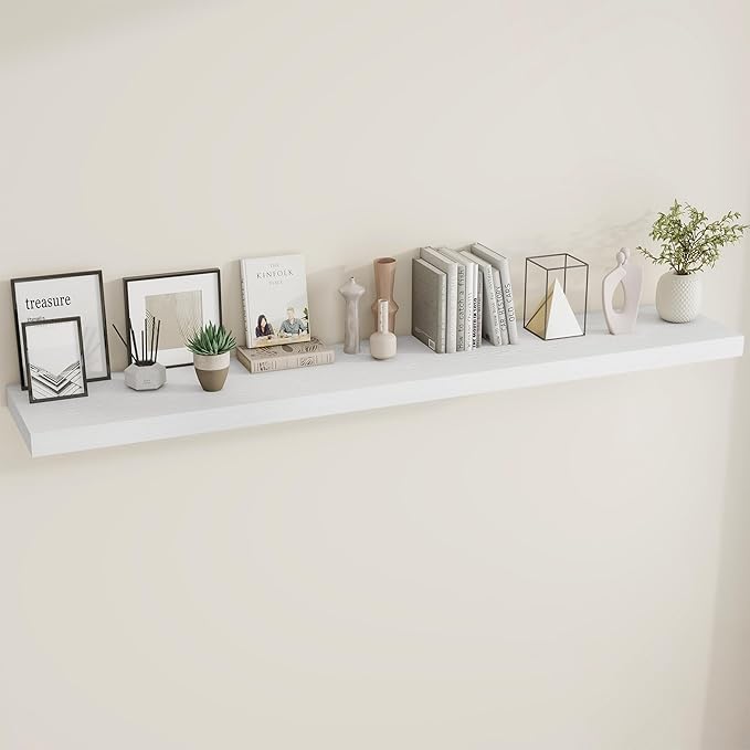 Dreamland 72 Inches Floating Shelves for Wall, 9.8" Deep Long Floating Shelves Set of 2, Large Display & Storage Shelf, Wall Shelf for Bathroom Bedroom Living Room Kitchen Office, White