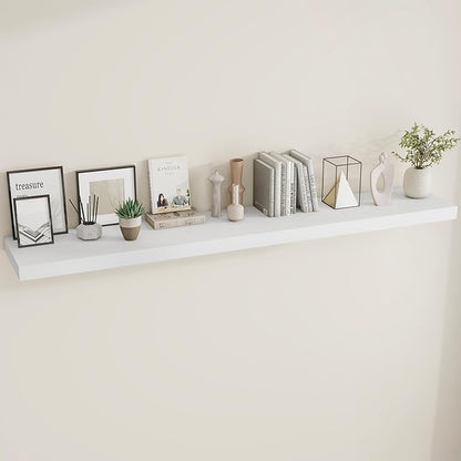 Dreamland 72 Inches Floating Shelves for Wall, 9.8" Deep Long Floating Shelves Set of 2, Large Display & Storage Shelf, Wall Shelf for Bathroom Bedroom Living Room Kitchen Office, White