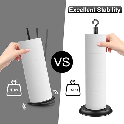 KASUNTO Toilet Paper Holder for Bathroom, Metal Free Standing Toilet Paper Storage with Rustproof, Tissue Paper Roll Stand for Bathroom Accessories (Black)