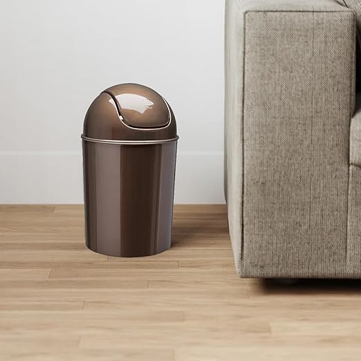 Umbra 1.25 Gallon Mini Waste Can with Removable Swing-Top Lid - Small Garbage Bin for Kitchen, Bathroom, Bedroom, Office - Compact Trash Can Fit Under Tables & Counters - Bronze