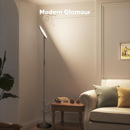 36W LED Floor Lamp, Super Bright Standing Lamp, Modern Stepless Dimmable Torchiere Tall Lamp with Remote Control, 350°Rotating Head Reading Floor Lamp for Living Room, Bedroom, Office