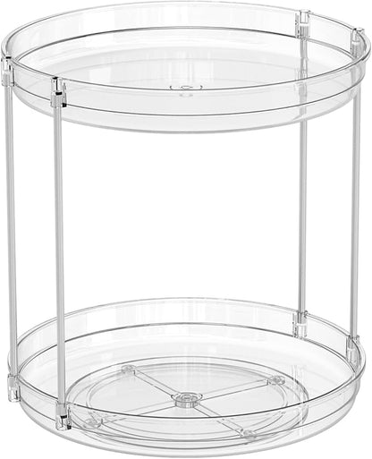2 Pack 2 Tier Lazy Susan Spice Rack for Cabinet,Countertop and Pantry,9.5"W Small Rotating Turntable Organizer for Condiment,Pill Bottle,Vitamin,Medicine Cabinet Organizers and Kitchen Spice Organizer