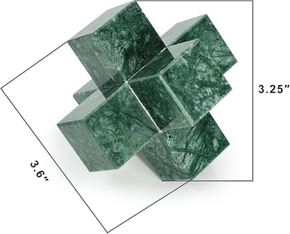 DreamsEden Geometric Sculpture, Small Green Marble Decorative Ornaments Modern Home Decor Accent Paperweight