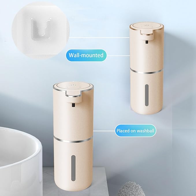 Automatic Soap Dispenser – Touchless Foaming Soap Dispenser 400ml USB Rechargeable Dispenser Electric Wall Mounted 4levels Adjustable Foam Soap Dispenser Pump for Bathroom Kitchen(Gold)