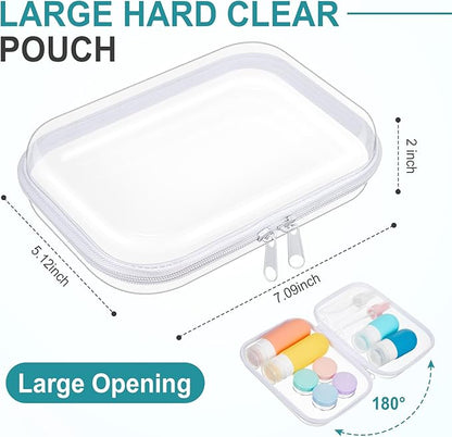 Sanwuta 6 Pcs Clear Hard Zipper Case Plastic Zipper Pouches Transparent Makeup Bag Pencil Case Pouches Toiletry Diaper Bag for Travel Toy Storage Organizer Bins(White,7.09 x 5.12 x 2 Inch)