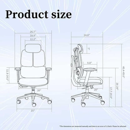 Ergonomic Office Chair 500 LBS Home Mesh Office Chair Comfortable Gaming Desk Chairs Adjustable 90-125° Tilt Rolling Computer Chairs with Wheel 3D Armrest