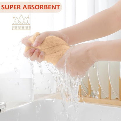 Homaxy 100% Cotton Waffle Weave Kitchen Dish Cloths, Ultra Soft Absorbent Quick Drying Dish Towels, 12 x 12 Inches, 24-Pack, Apricot
