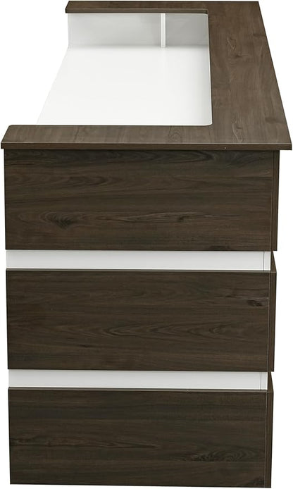 Mares 87" Wood Office Reception Desk Counter & Drawers w/Telescopic Rails & Chrome Handles | Cable Grommet Holes | Option to Add Logo | Front Table Furniture Nail Hair Beauty Salon Spa Restaurant