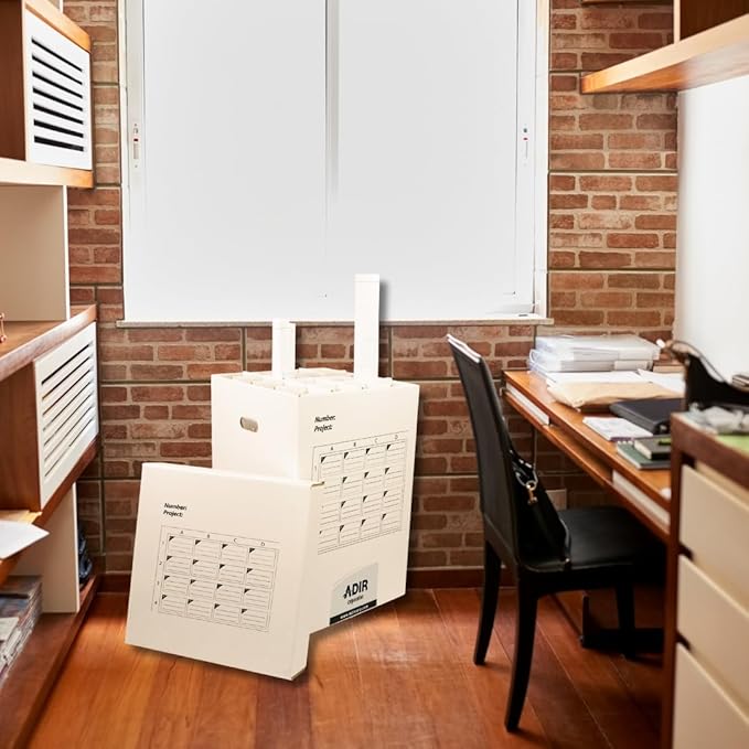 Adir Cardboard Roll File Storage Organizer - Vertical File Sorter - Blueprint, Poster, Plans, Gift Wrap, And Map Holder Station-16 Slots (for Rolls up to 25 Inches Long)