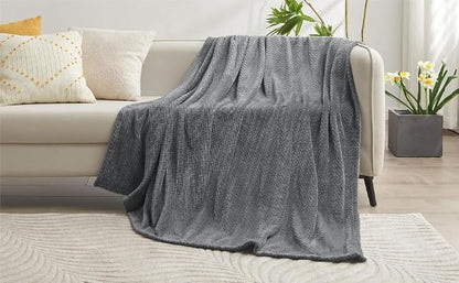 Waffle Knit Textured Throw Blanket Soft for Couch, Sofa, Twin Bed, Kids, Adults, 50” x 60” Chenille Knit Blanket, Boho Throw Blanket for Home Decor 250 GSM (Slate Grey)
