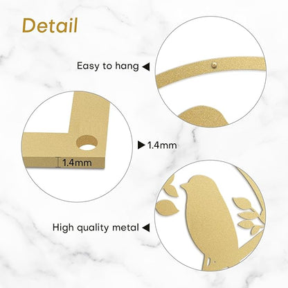 SIGNLEADER Metal Wall Art Decor Two Birds in Branches Minimalist Modern Abstract Wall Sculpture Hangings Home Decoration for Living Room, Bedroom, Bathroom, Kitchen - 30" Gold