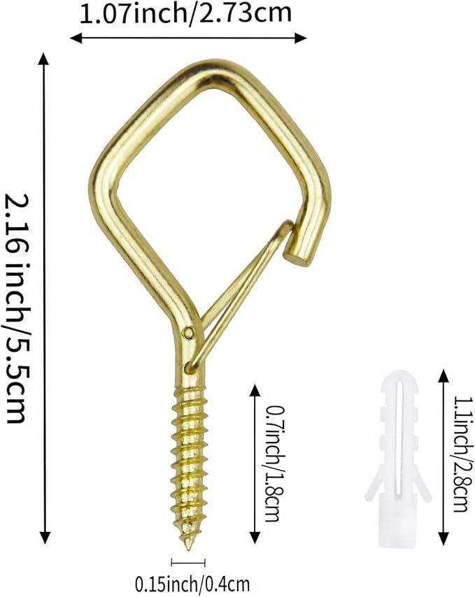 60 Pcs Gold Eye Hooks Screw Heavy Duty,Ceiling Hooks for Hanging Plants,String Lights,Cup,Wind Chime,Bird Feeders. Plant Hanger Indoor&Outdoor