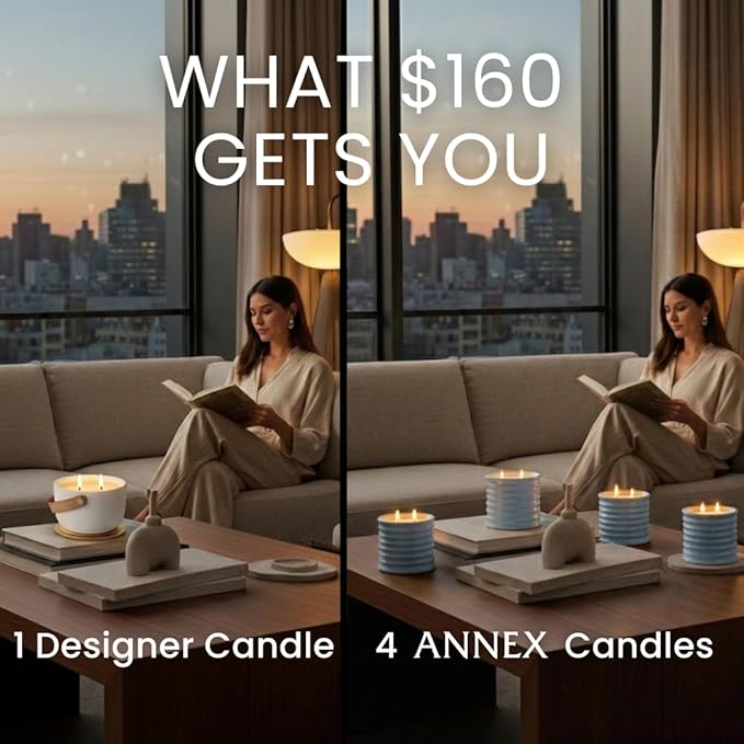 Annex Sea Breeze & Cypress Balls Luxury Scented Candle - Handmade Ceramic Jar - 50hr Clean Burn, Non-Toxic Soy Wax - Aesthetic Home Decor Winter Gift for Men & Women - Sandalwood & Oud