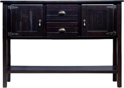 LKTART Solid Wood Farmhouse Console Table,Sofa Table with Storage Drawers and Shelves,Entryway Table for Entry Hallway Foyer Sofa Side Table,Easy Assembled(48" Espresso)