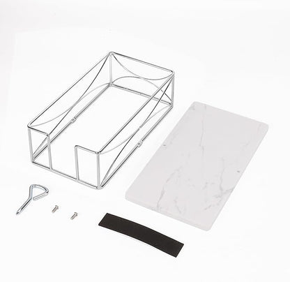 Livabber Guest Napkin Holder, Metal Bathroom Paper Hand Towel Storage Modern Napkin Tray Caddy for Countertop, Table Kitchen, Dinning Room (Chrome, Marble Base)
