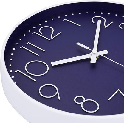 jomparis 12 Inch Silent Non-Ticking Battery Operated Quality Quartz Round Wall Clock Navy Blue Color Modern Decor Clock for Home Office Bedroom Classroom