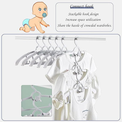 JSF Baby Hangers,20 Pack Baby Clothes Hangers for Closet Kids,Save Space Plastic Hangers Toddler Infant Nursery Child Small Children(Grey)