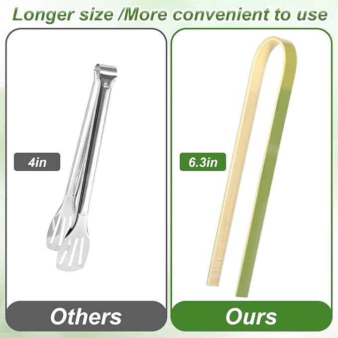 SHENLIU 200 Pcs 6.2 Inch Long Extended Mini Bamboo Tongs, Disposable Small Wooden Toaster Tongs Serving Party Cooking Utensils for Wedding Party Catering Buffet Home Charcuterie Catering Buffet