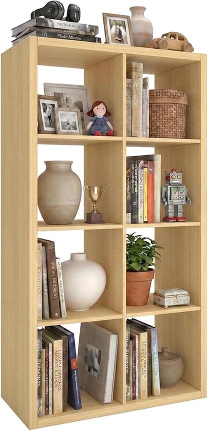 WannabeMyself【2026 Wooden Thick Frame】 8 Cube Storage Organizer with Anti-Tipping Kits, Reversible Open Back Book Shelf,Bookcase for Living Room,Bedroom,Entrance Hall,Office,11.6×48×24.6,Oak Color