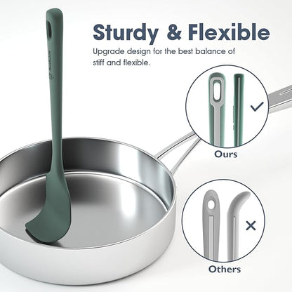 ChefAide 4 Pieces Silicone Spatula Set, Food Grade Rubber Spatula, Upgrade Strong Handle with Ergonomic Grip, Heat Resistant for Nonstick Cookware, Cooking
