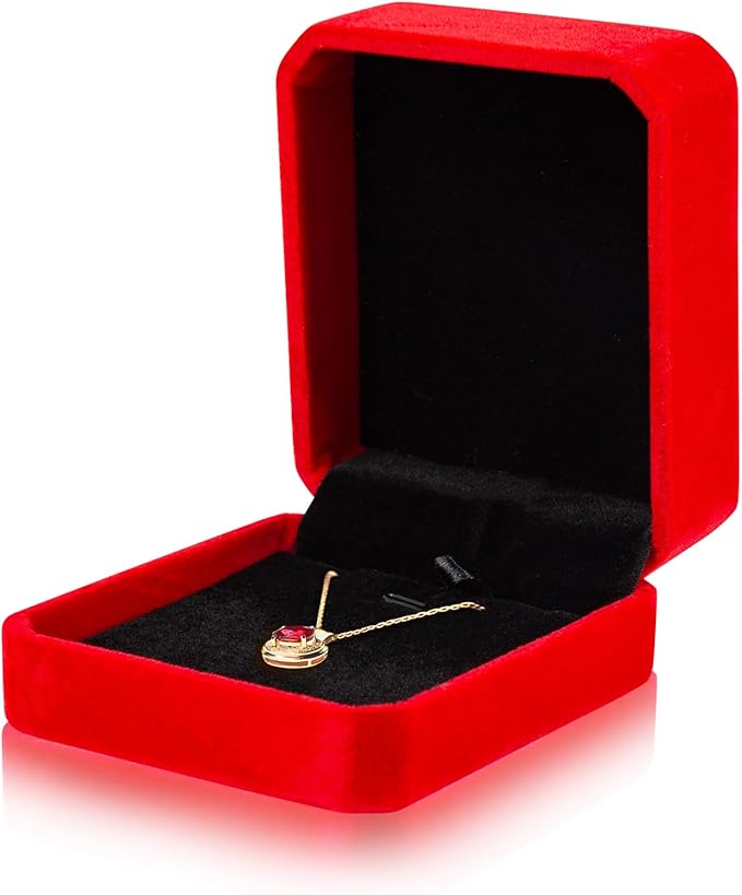 Lamoutor 1Pcs Velvet Necklace Pendant Gift Box Jewelry Gift Box (Red)