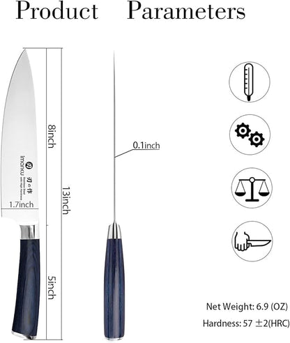 imarku Chef Knife - 8 Inch Pro Kitchen Knife, High Carbon Stainless Steel Japanese Knife, Chef's Knives with Ergonomic Handle, Ultra Sharp Knife, Gifts for Men and women,Blue Handle Gyutou Knives