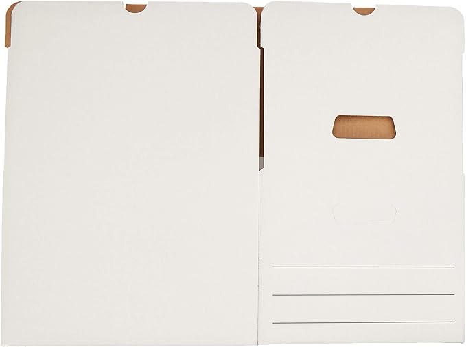 Amazon Basics Medium Duty Storage/Filing Boxes with Lid and Handles, Legal/Letter Size, Collapsible, Foldable, Tape-Free Assembly, 16.2" L x 12.5" W x 10.5" H, White, 12-Pack