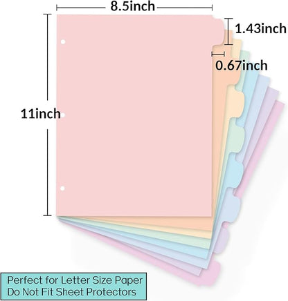 Sooez 8 Tabs Long-Lasting Plastic Write & Erase Large Tabs Dividers for 3 Ring Binder, Aesthetic Cute Pastels Binder Dividers for Student, Teacher, Office, Home Organizers, 2 Sets, Dusty Color
