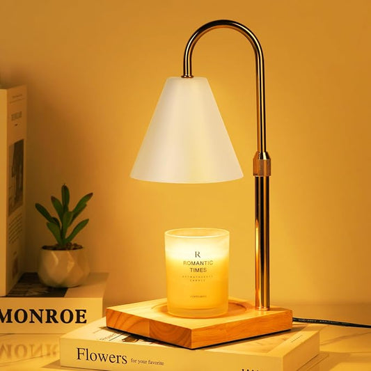 White Candle Warmer Lamp with Timer Dimmer, Electric Candle Lamp Warmer for Bedroom Decor, Mothers Day Birthday Gifts for Mom, Adjustable Metal Candle Lamp, House Warming Gifts, 2*35 Watt Bulb
