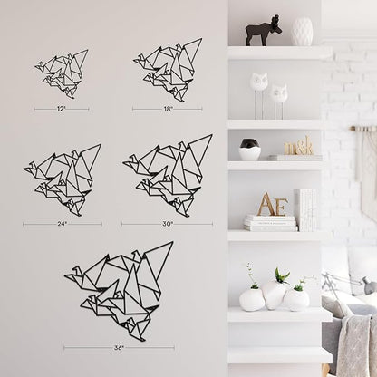 SIGNLEADER Metal Wall Art Decor Flocks of Flying Birds Modern Abstract Wall Sculpture Hangings Home Decoration for Living Room, Bedroom, Bathroom, Kitchen, Outdoor - 12" Black