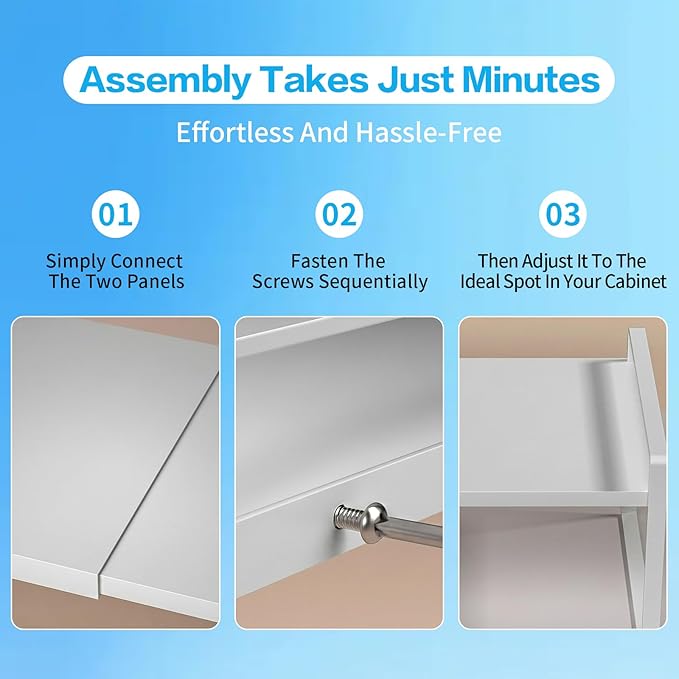 Expandable Cabinet Shelf Organizer Stackable Metal Storage Rack, Adjustable Width & Height Countertop Spice Rack, Heavy Duty Pantry Cupboard Under Sink Organizer for Kitchen Bathroom Office