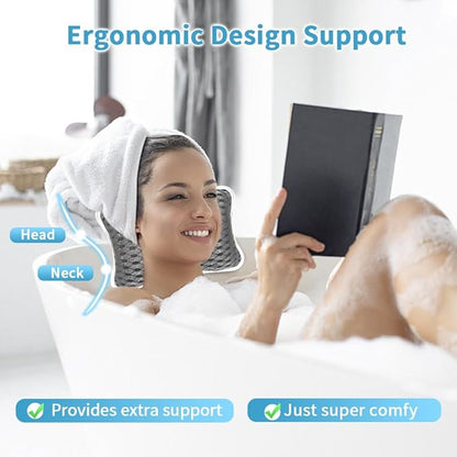 Luxury Bath Pillows for Tub, Slip Resistant Waterproof Bath Pillows for Tub Neck and Back Support with 2 Strong Suction Cups, Relaxing Spa Essentials (Dark Grey)