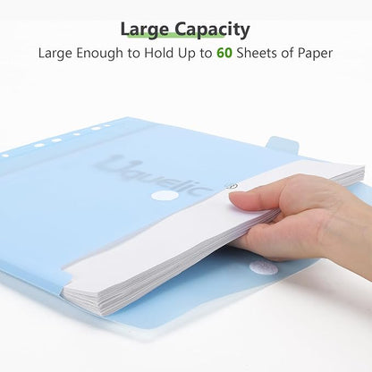 Uquelic Document Organizer, Soft PVC Binder with 12 Colorful Pockets - Zipper Binder 3 Ring with Dividers Letter Size (11'' x 8.5'')-Large Capacity Cute Folder for School, Office & Home Use (Grey)