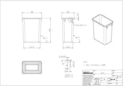 Hardware Resources CAN-35GRY Plastic Waste Container, Gray