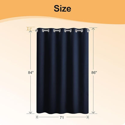River Dream Hotel Grade No Hooks Needed Shower Curtain with Snap in Liner,Water Repellent, Machine Washable (Navy Blue, 71"x86"(W/Liner))