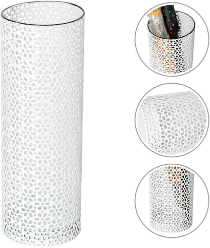 Concepts 8x20 inch Heavy Duty Metal Umbrella Stand - Durable Storage Holder for Umbrellas - Indoor and Outdoor Use - Stylish and Modern Organizer for Entryways. (White Floral Lace)