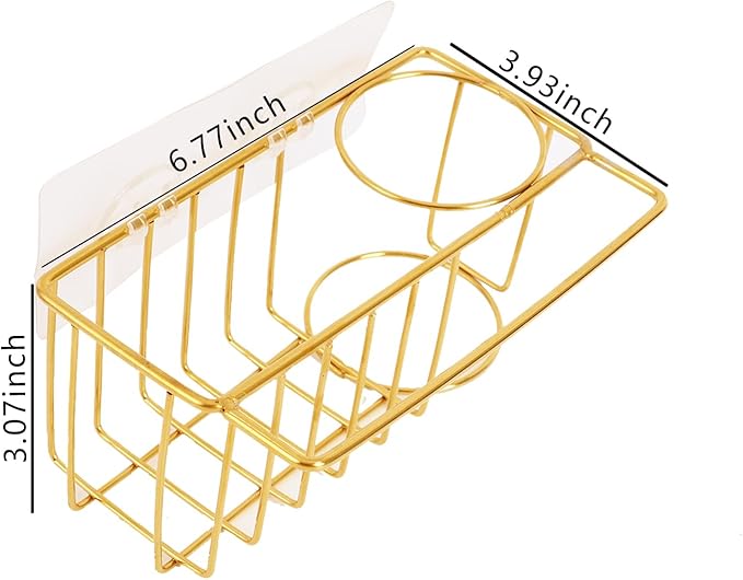 blueden 3-in-1 Adhesive Sink Caddy Kitchen Sink Organizer,Stainless Steel Sponge and Brush Holder for Kitchen Sink,Suitable for Sponges,Dish Cloth,Scrubbers, Soap, Kitchen, Bathroom.Gold