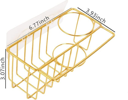 blueden 3-in-1 Adhesive Sink Caddy Kitchen Sink Organizer,Stainless Steel Sponge and Brush Holder for Kitchen Sink,Suitable for Sponges,Dish Cloth,Scrubbers, Soap, Kitchen, Bathroom.Gold