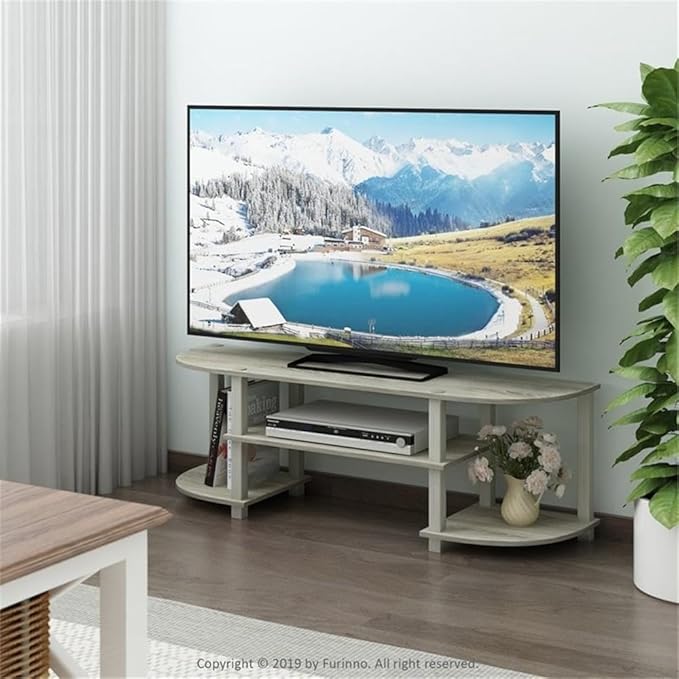 Furinno Turn-S-Tube Wide TV Entertainment Center, Sonoma Oak/White, 47. 25x13. 4x15. 9