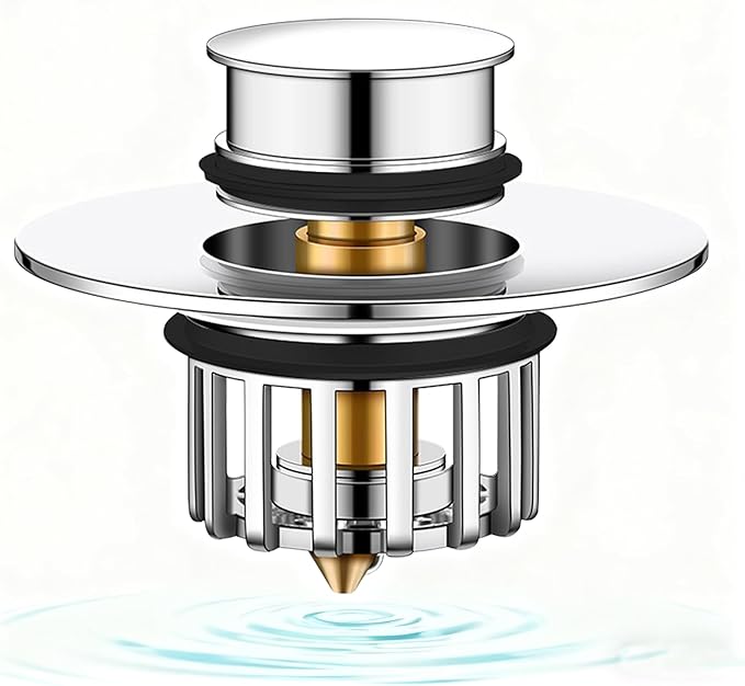 Bathtub Drain Stopper,Shower Drain Hair Catcher,Tub Stopper,2 in 1 Pop Up Tub Stopper & Shower Drain Hair Catcher Hair Drain Catcher for 1-1/2 to 1-3/4" Bath Drain Hole, Sliver