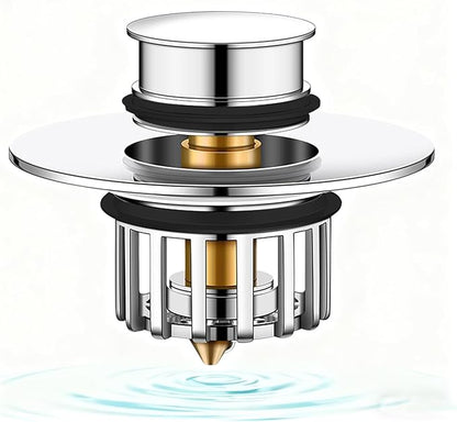 Bathtub Drain Stopper,Shower Drain Hair Catcher,Tub Stopper,2 in 1 Pop Up Tub Stopper & Shower Drain Hair Catcher Hair Drain Catcher for 1-1/2 to 1-3/4" Bath Drain Hole, Sliver