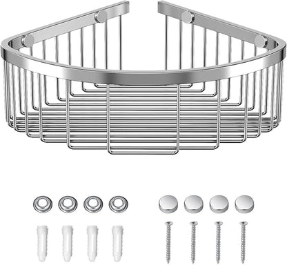 Shower Basket Brushed Stainless Shower Corner Shelf, 304 Caddy Stainless Steel Rustproof, Organizer Wall Mounted Basket(Includes Screws)