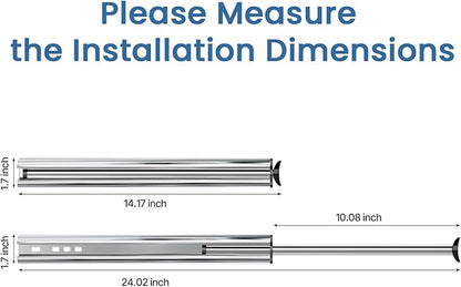 Valet Rod 14-Inch, Pull-Out Closet Clothes Closet Hanging RodMetal Telescoping Adjustable, Rust-Free Closet Hanging Clothes Hat Rack Rod (Mounting Screws Included)-Silver White