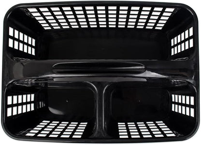 JiatuA Portable Shower Caddy Basket with Compartments Cleaning Supplies Organizer with Handle Plastic Storage Divided Tool Bin for Bathroom, Bedroom, Kitchen, College Dorm, Garden, Under Sink, Black