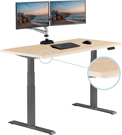 Vari ComfortEdge 60x30 Inch Adjustable Electric Standing Desk – Sit Stand VariDesk with Memory Presets, Sloped Edge, 200 LB Capacity + Tool-Free Assembly (Light Wood)