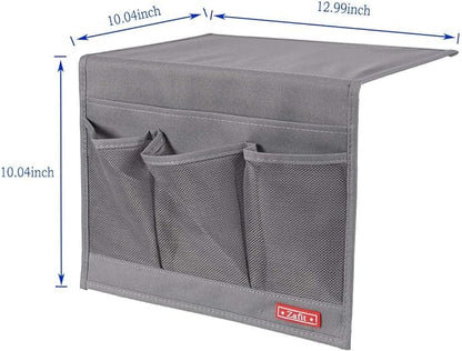 Zafit Bedside Storage Organizer, Table Cabinet Bedside Organizer Caddy for Remotes Phone Glasses (Classic 4 Pockets-Grey)