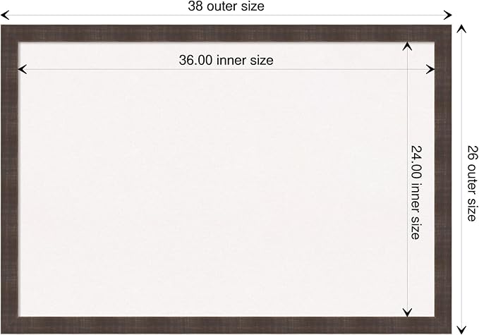 Amanti Art White Cork Board for Wall, 26x38 Vision Board with Brown Wood Frame, Large Corkboard Office Decor for Home Organization, Rustic Farmhouse Corkboard Pinboard to display items for home