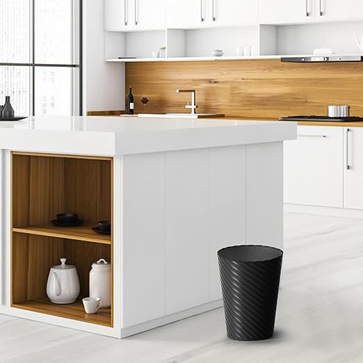 Lysam Bathroom Trash Can, 3 Pack 1.8 Gallons Small Trash Can with Trash Bags, Bathroom Garbage Can, Plastic Trash Bin, Round Waste Basket for Bedroom, Office, Kitchen, Room, Compact Space (Black)