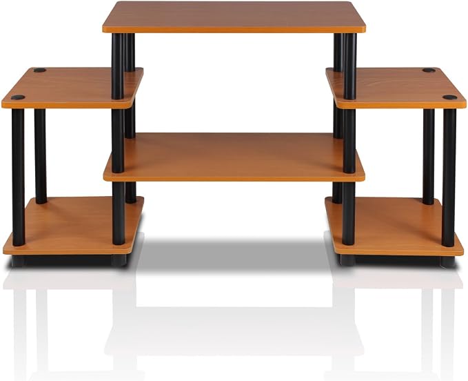 Furinno No Tools Tube Entertainment Center, Light Cherry/Black, Square Corner